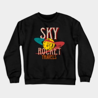 Sky Rocket Travels sci fi futuristic vintage space tourism badge logo Crewneck Sweatshirt